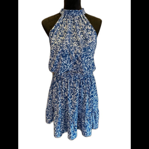 Halter Neckline Dress Plus Size XL Silky Feel Patterened Ruffle Hem Flirty Sexy - Picture 2 of 10